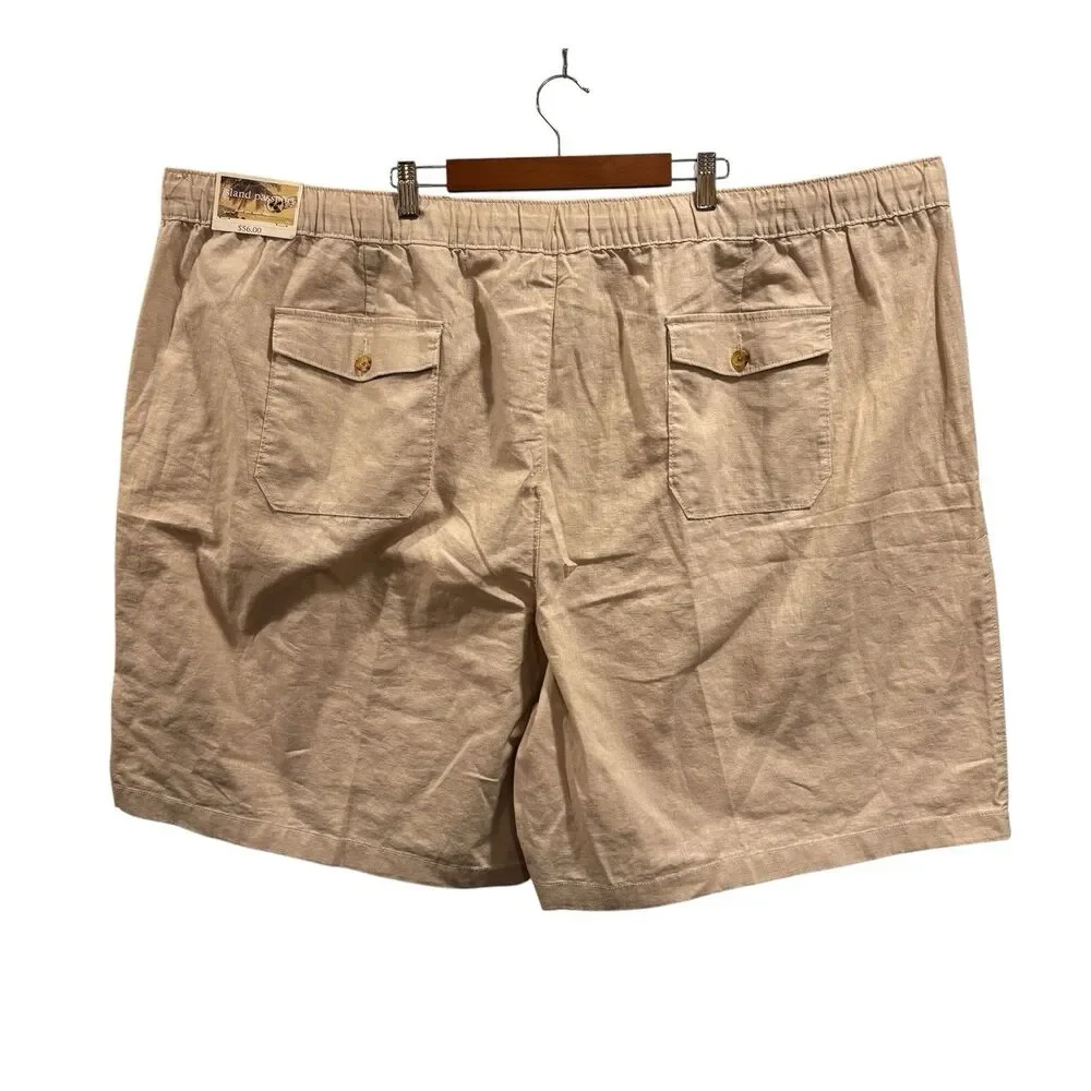Island Passport Beige Linen Cotton Blend Shorts Men's size 5XL New NWT